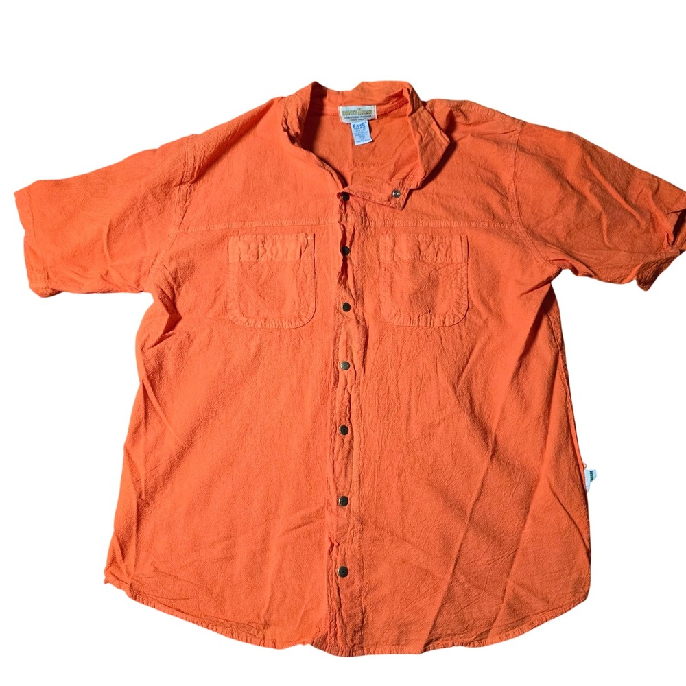 Honey-Komb Breathing 100% Cotton Ezze Wear Orange Snap Up Pockets Short Sleeve